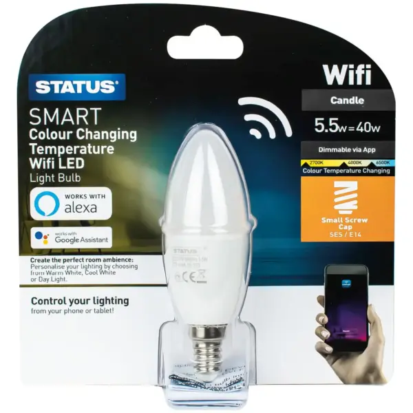 WiFi Smart Home Candle LED SES Bulb 5.5w=40w
