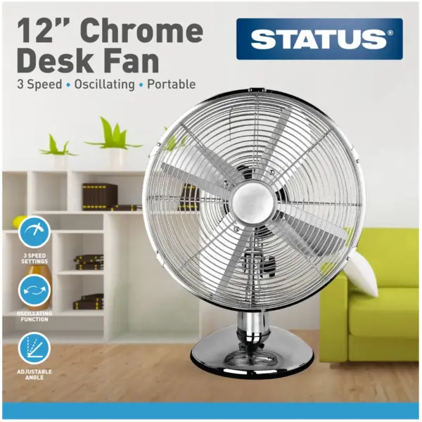 STT6030 Status Chrome Desk Fan 30cm