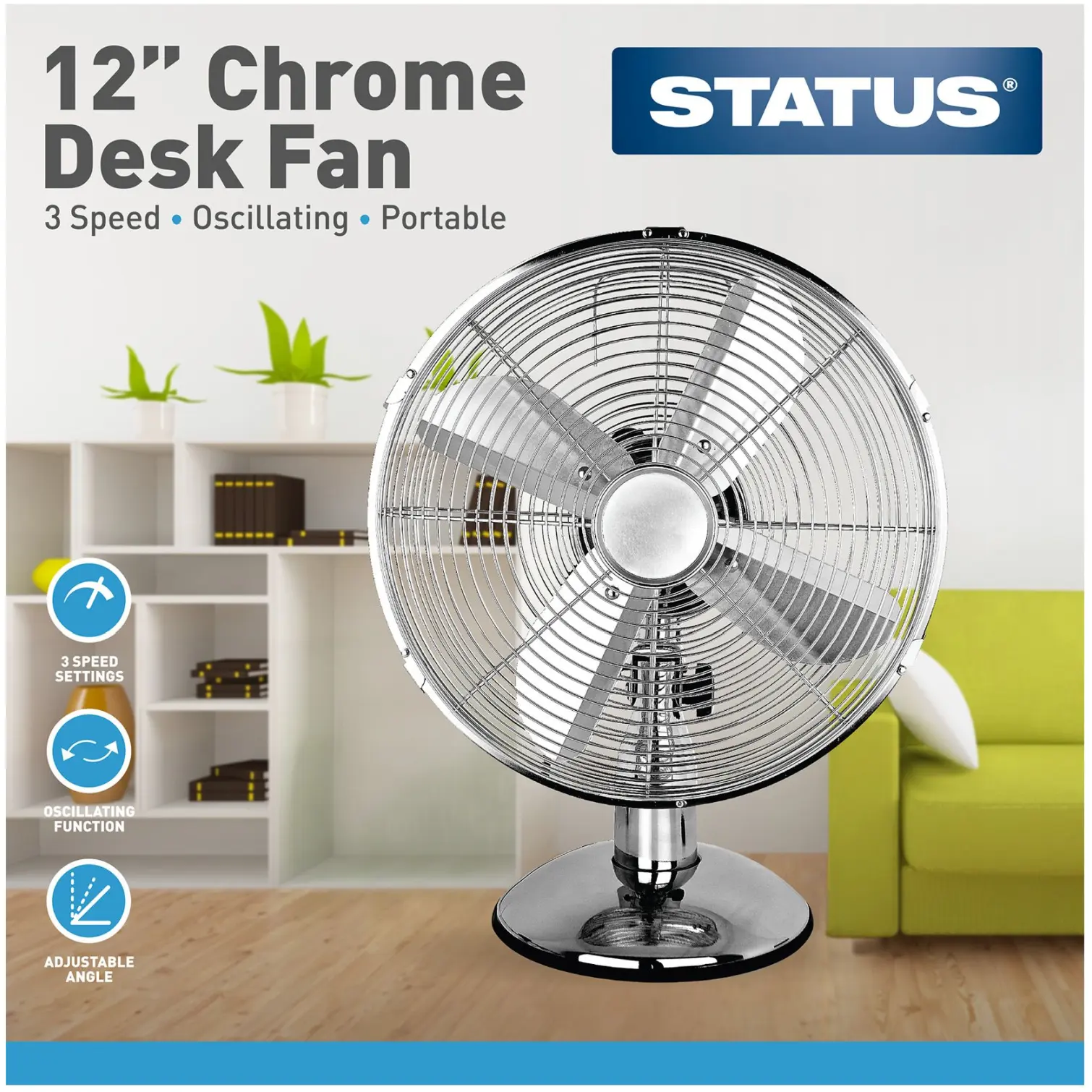 Status Chrome Desk Fan 30cm