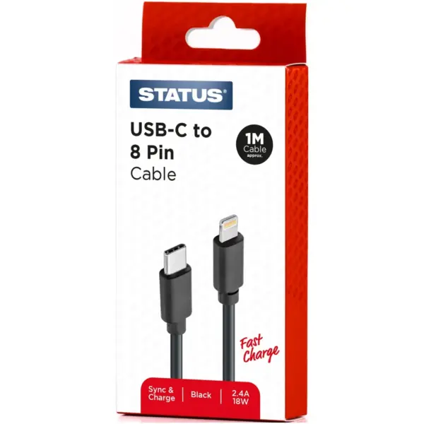 Status Phone Cable 8 Pin USB Type C 1 Metre