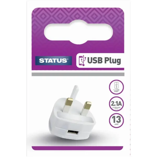 Status 2.1A USB Charging Plug