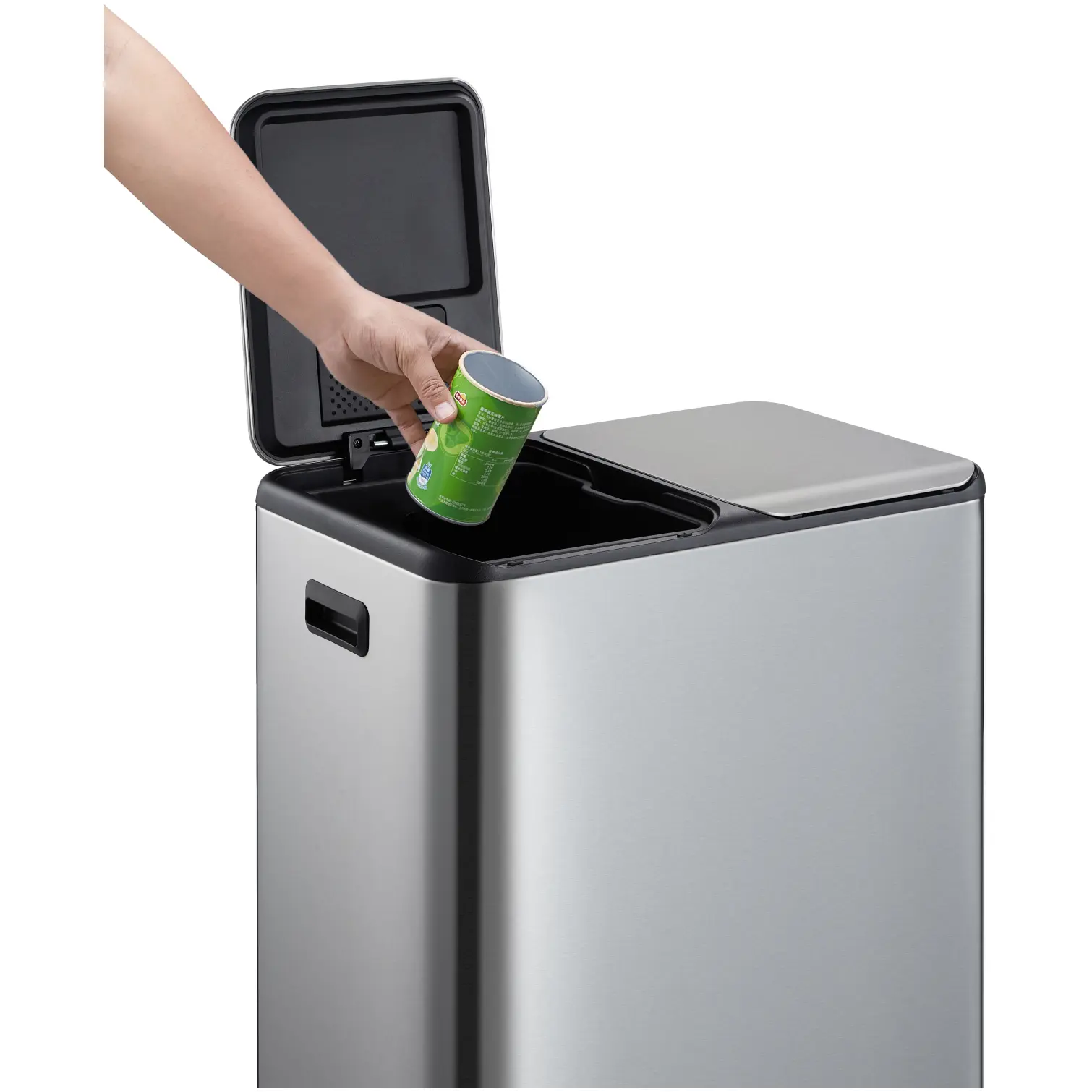SWE0015_2 2 Section Pedal Bin Stainless Steel Matt 60 Litre