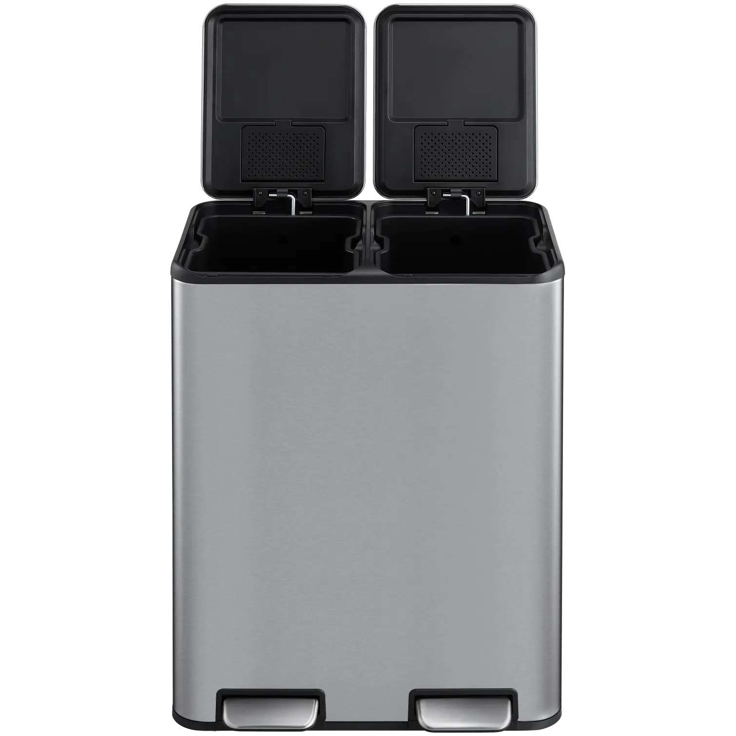 SWE0015_3 2 Section Pedal Bin Stainless Steel Matt 60 Litre