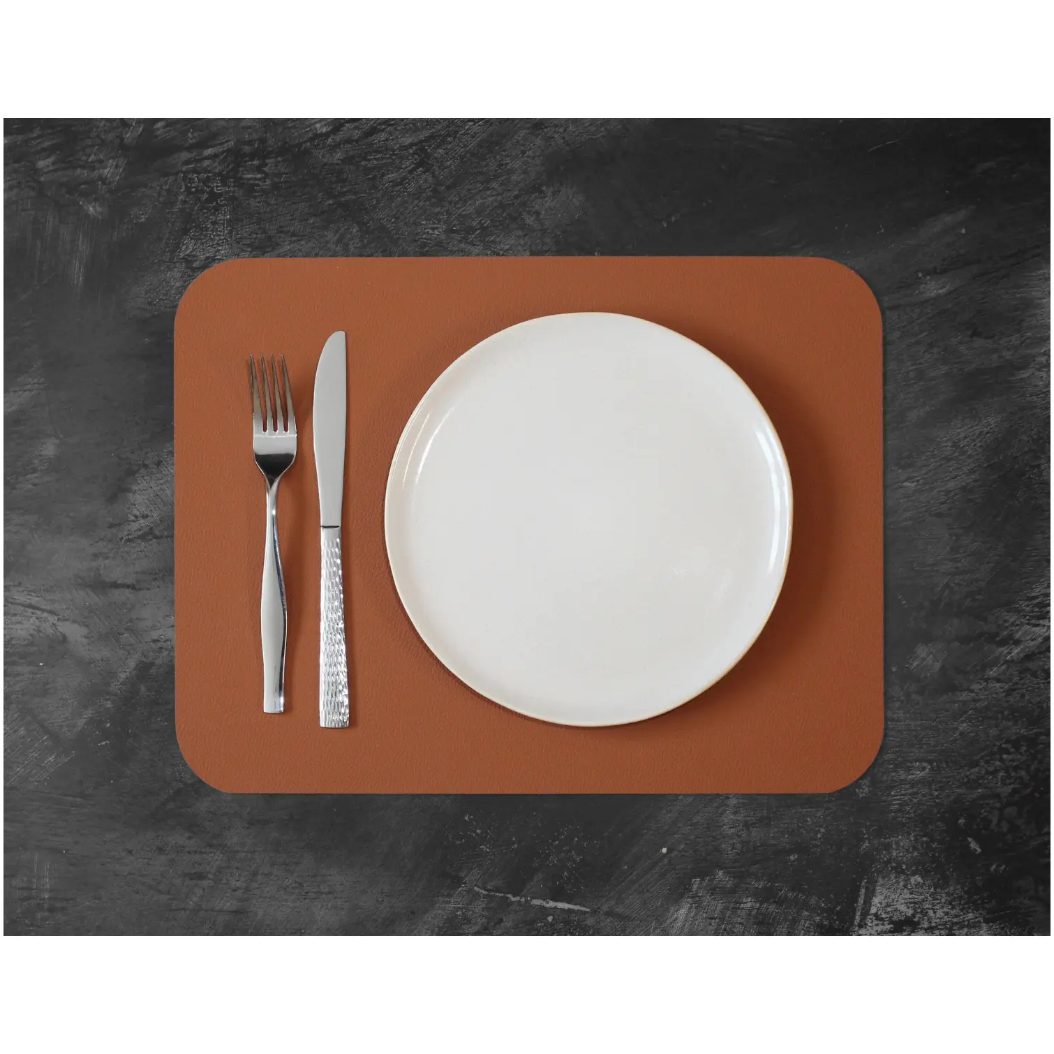 Freeform Rust/Black Flexi Faux Leather Placemats 2 Pack 40x30cm
