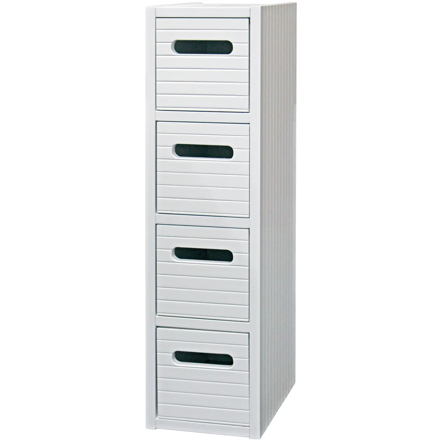 TEL0120 Bluecanyon Modena Wood 4 Drawer Cabinet Pre-Assembled White 17 x 24 x 66cm