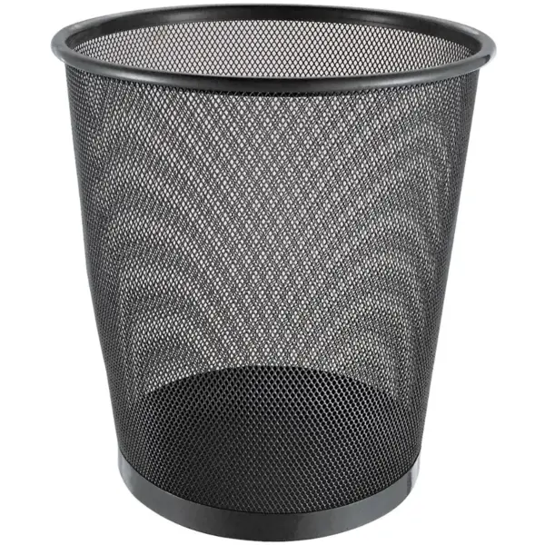 TEL0156 Bluecanyon Metal Mesh Round Waste Bin Black 12 Litre Capacity