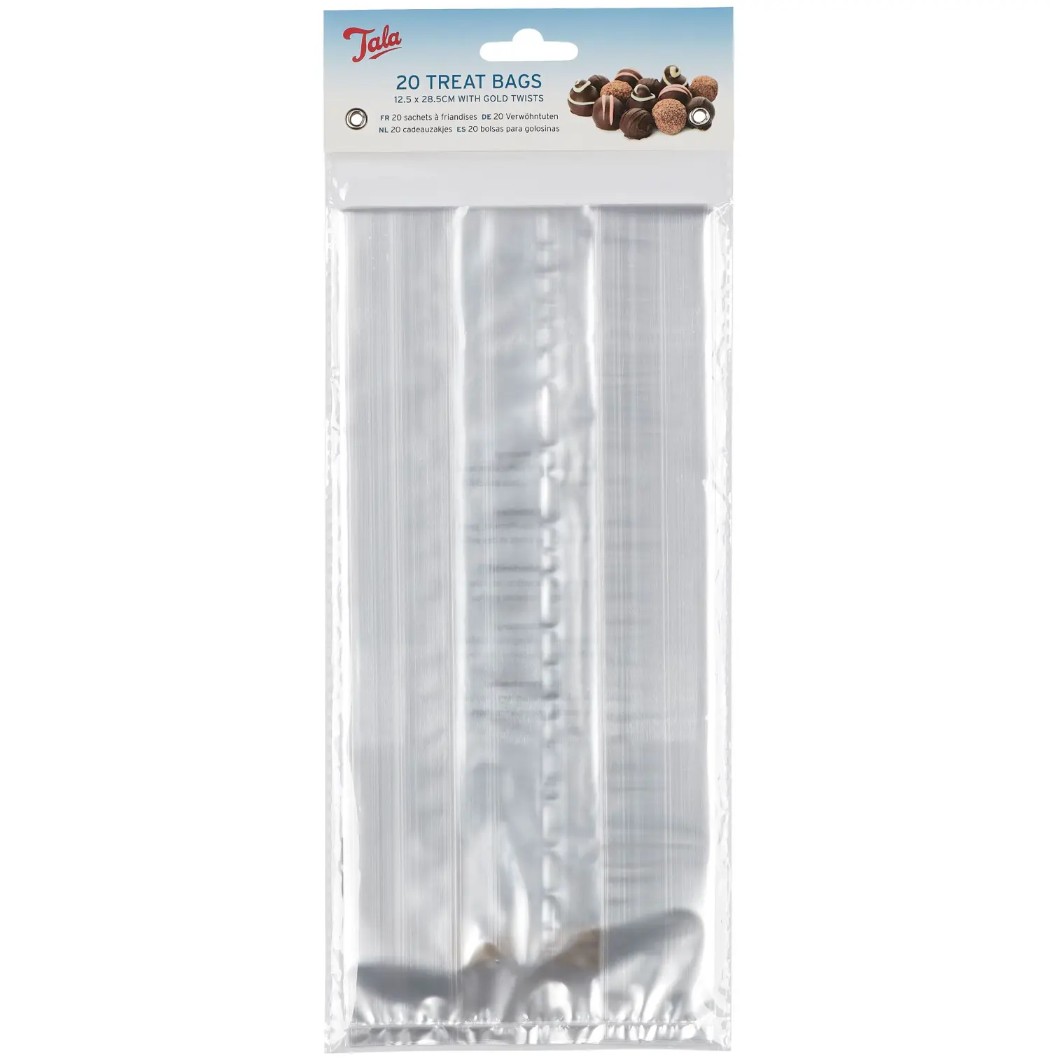 Tala Cellophane Bags with Gold Twists 12.5x28.5cm