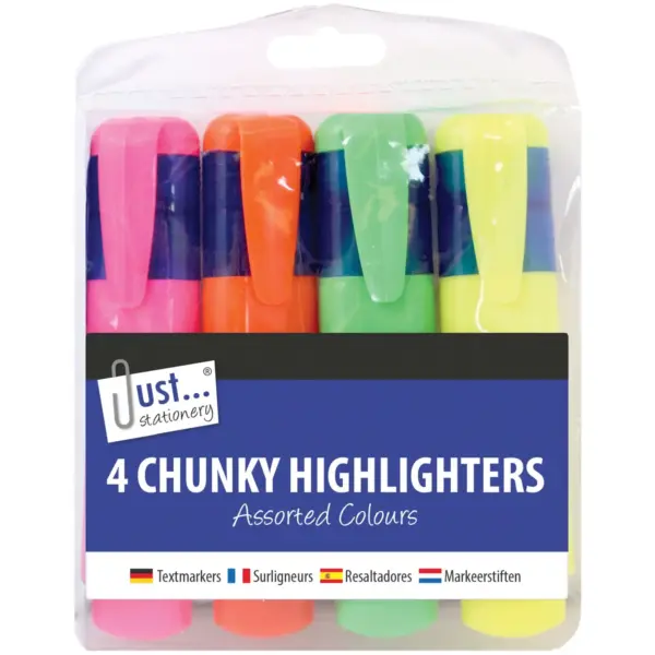 Just Stationery  4 Highlighters Assorted