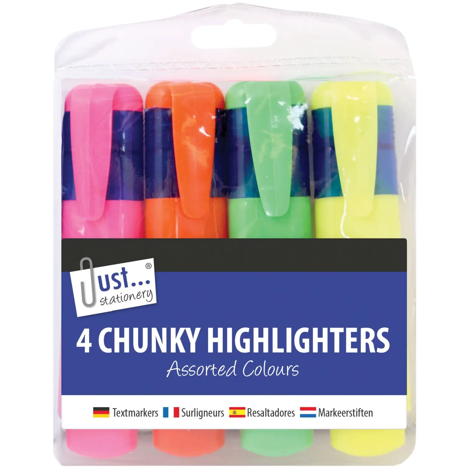 Just Stationery  4 Highlighters Assorted