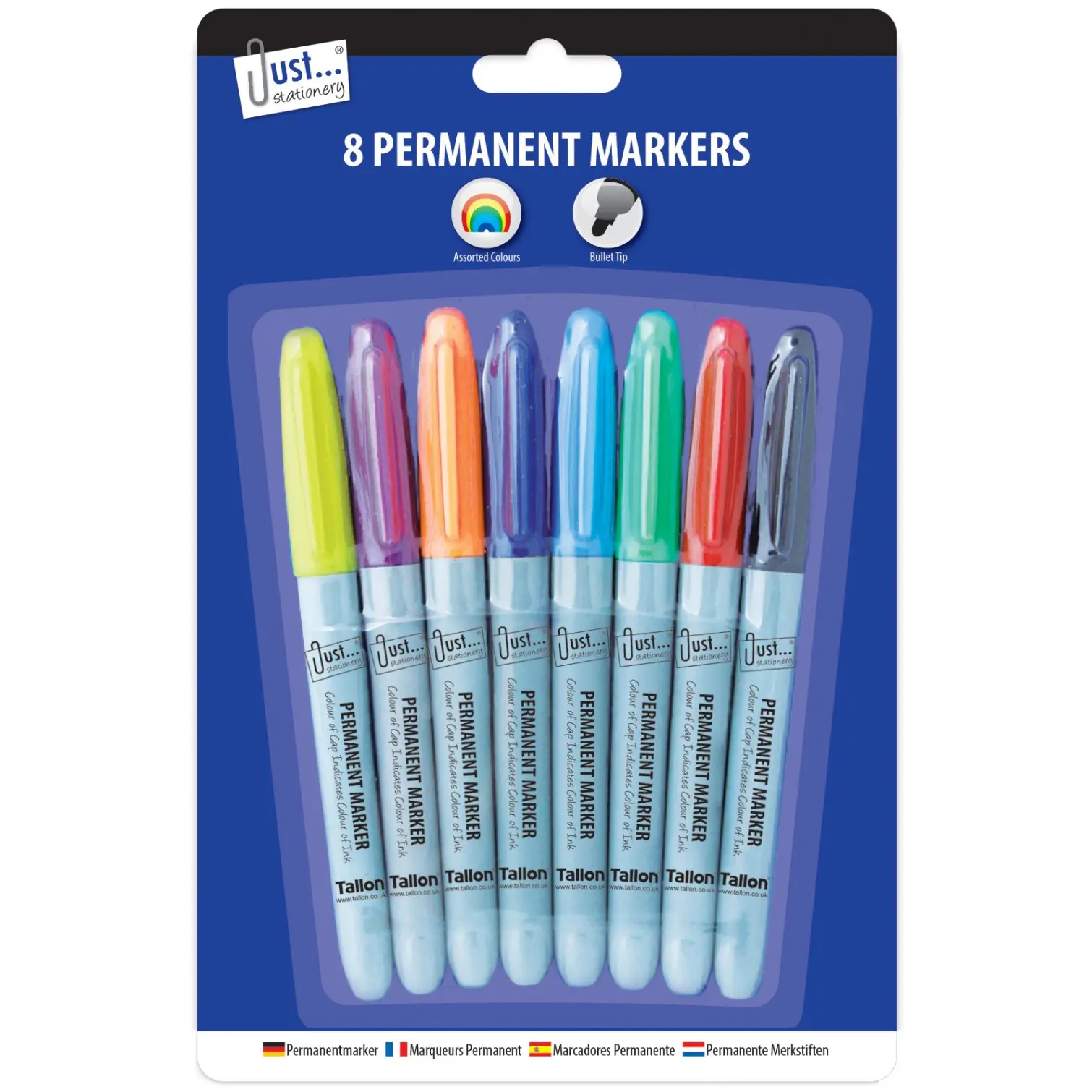 Just Stationery  8 Permanent Markers Assorted
