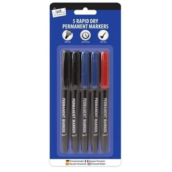 Just Stationery  5 Permanent MarkersMixed