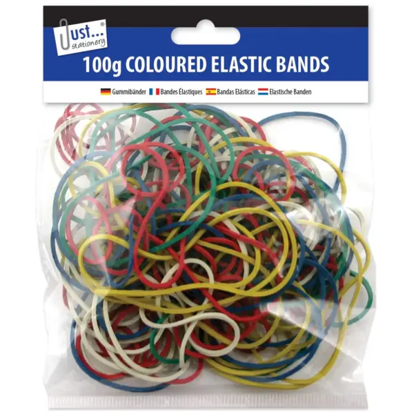 Just Stationery Coloured Elastic Bands 100g