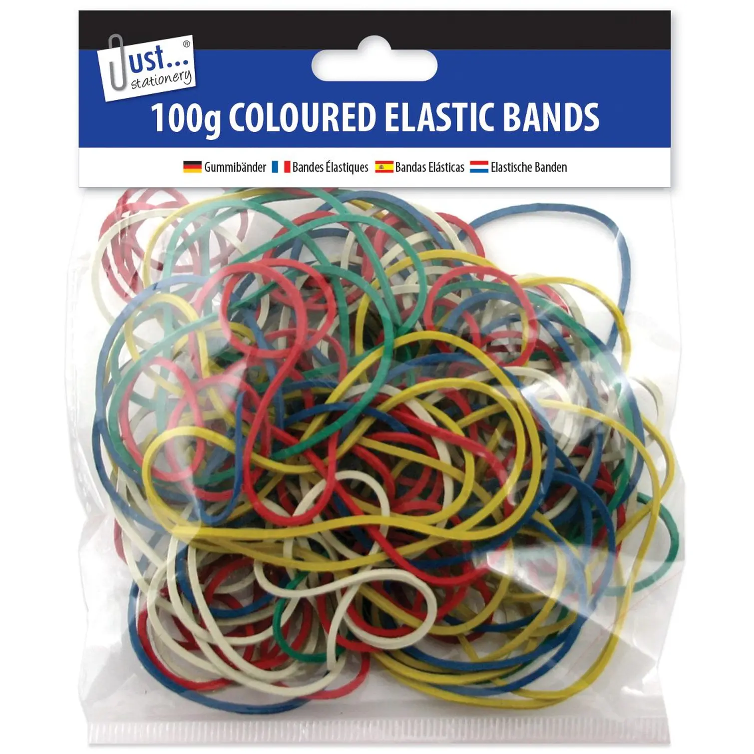 Just Stationery Coloured Elastic Bands 100g
