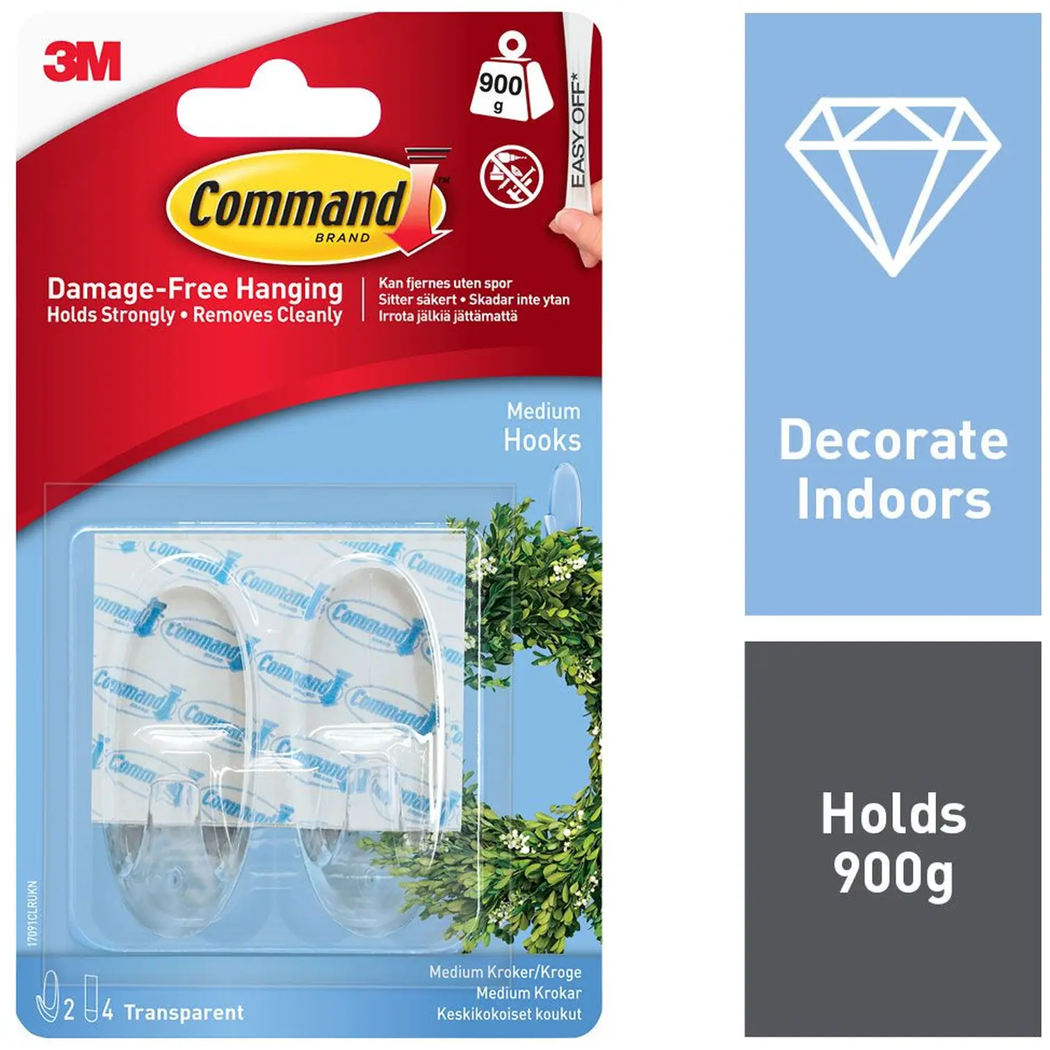 Command Clear Medium Hooks Set of 2