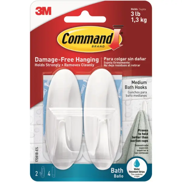 Command Medium Bath Hooks Pack of 2
