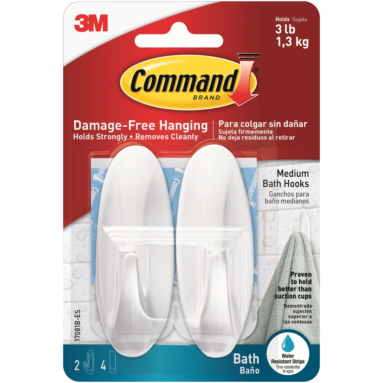 Command Medium Bath Hooks Pack of 2