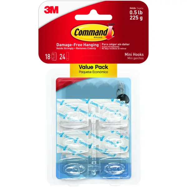 Command Clear Mini Hooks Pack of 18 Value Pack