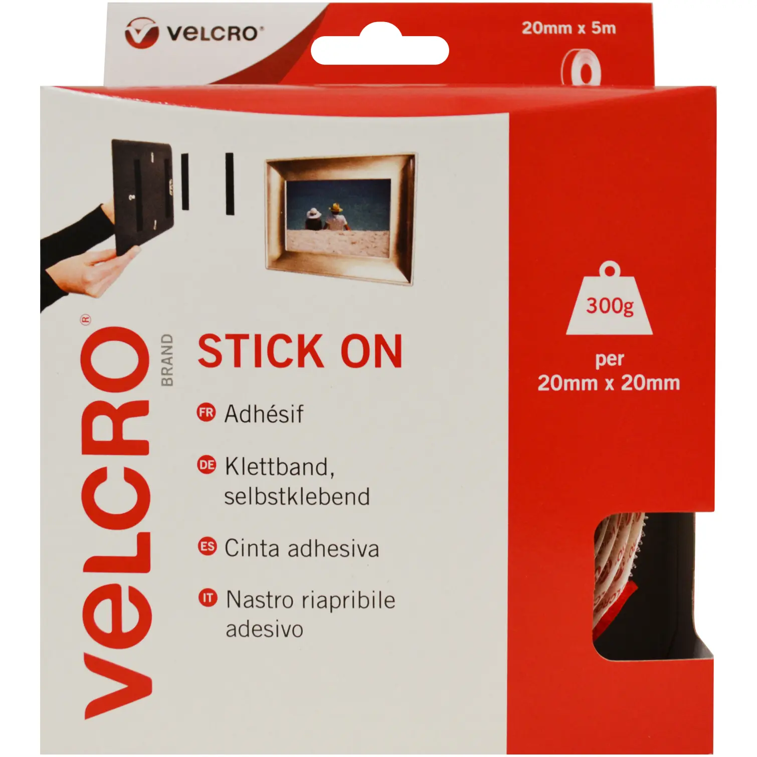 Velcro stick on tape 20mmx5m WHITE