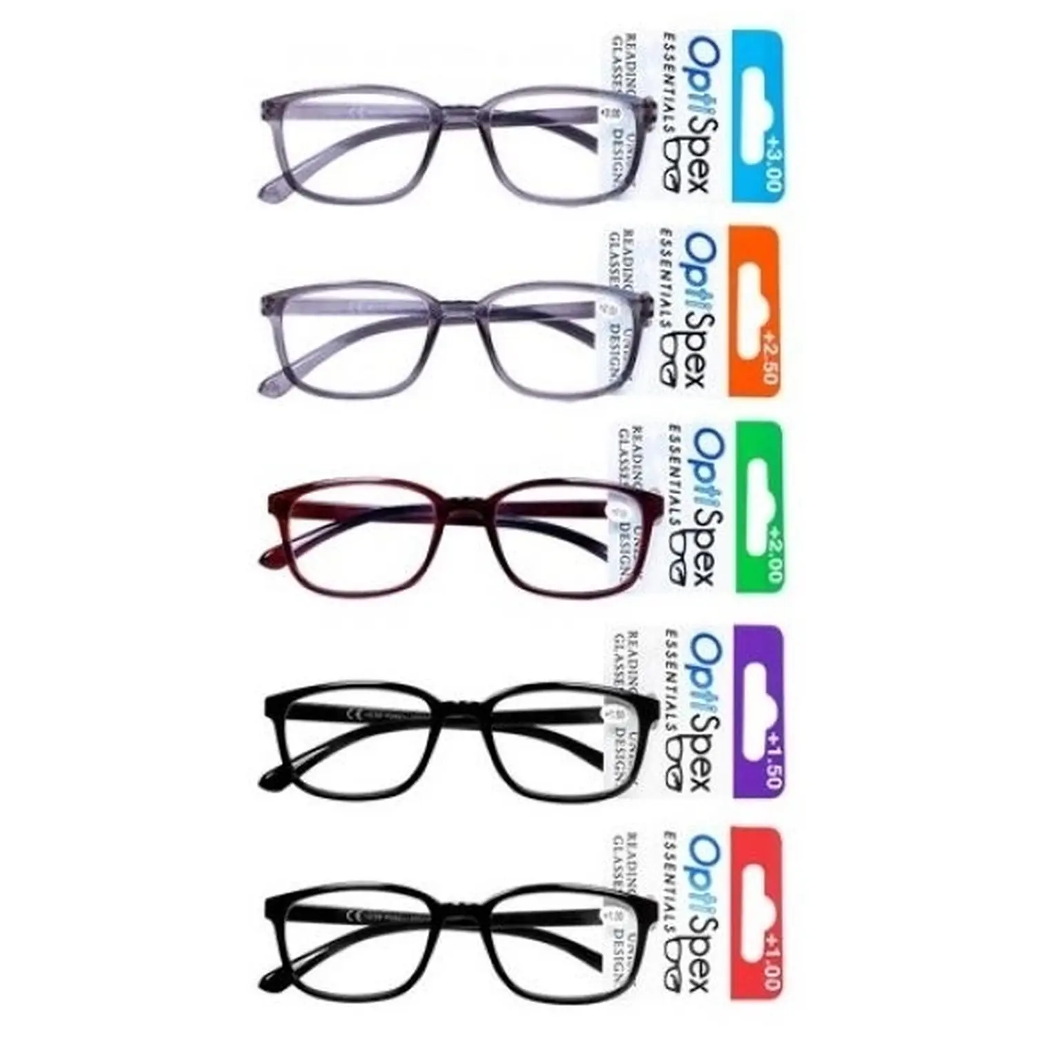 OptiSpex Reading Glasses Assorted Strength 3 Colour Options