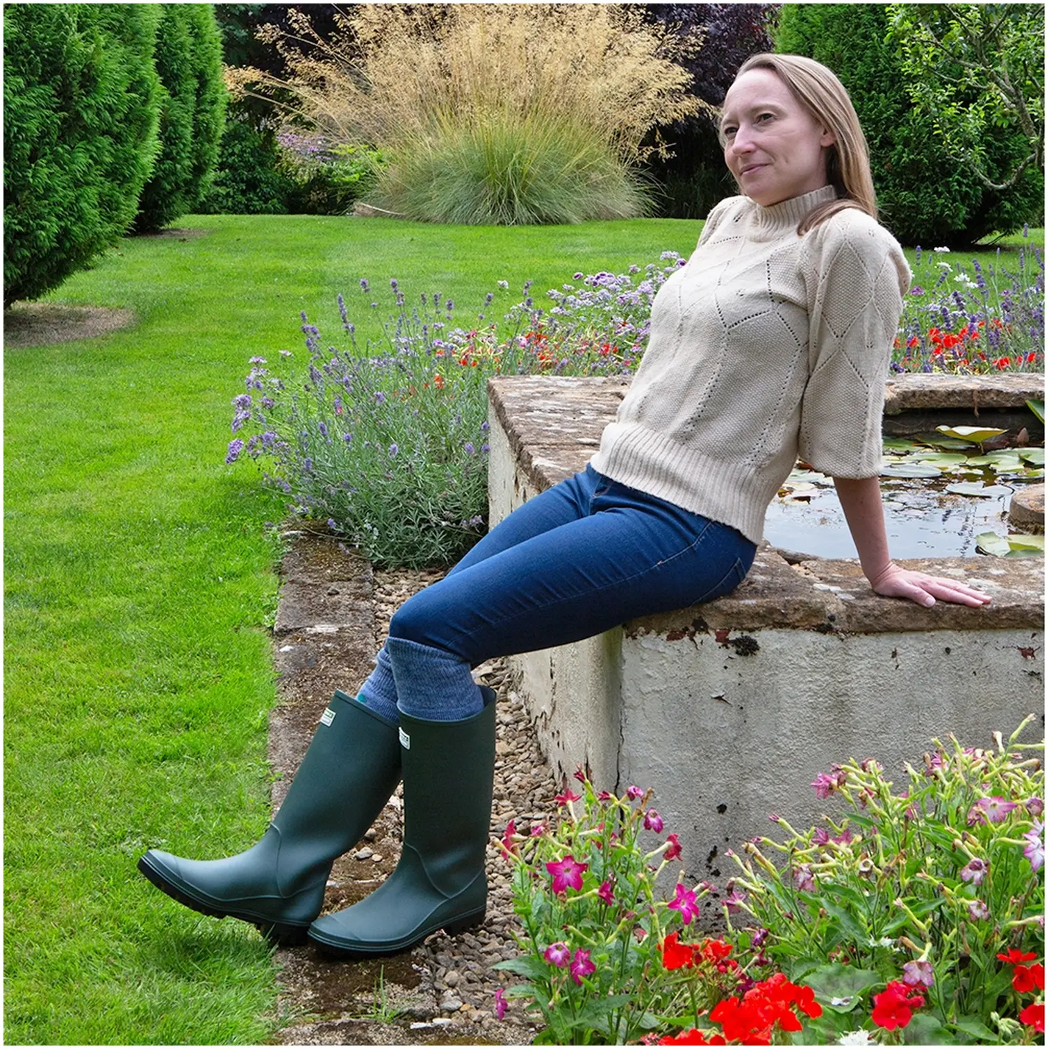Town & Country Traditional Full Length Wellington Green Size 7