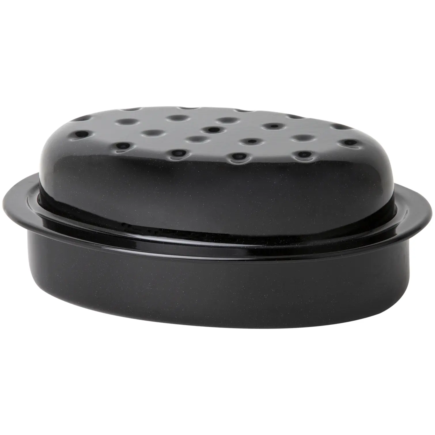 WMP0071_1 Wham Enamel Oval Covered Roaster Black 33.3cm x 24cm x 12cm