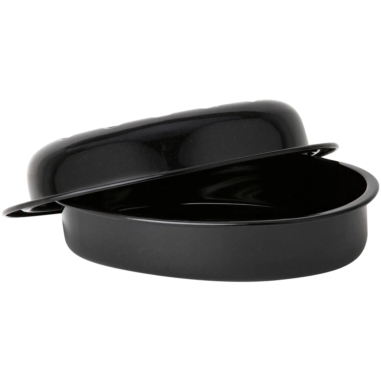 WMP0071_2 Wham Enamel Oval Covered Roaster Black 33.3cm x 24cm x 12cm