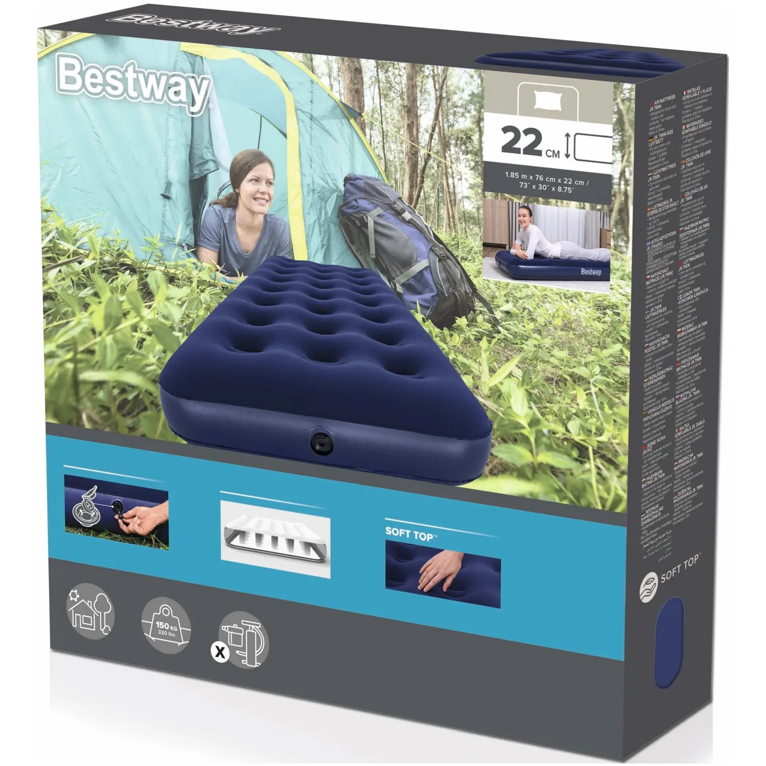 Bestway Flocked Single Airbed 185 x 76 x 22cm