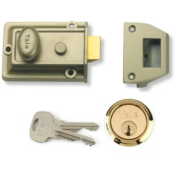 Yale Night Latch P77 Polished Brass Cylinder