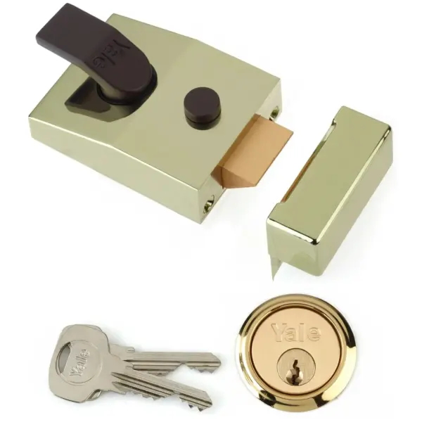 Yale P85 Night Latch Polished Brass Cylinder