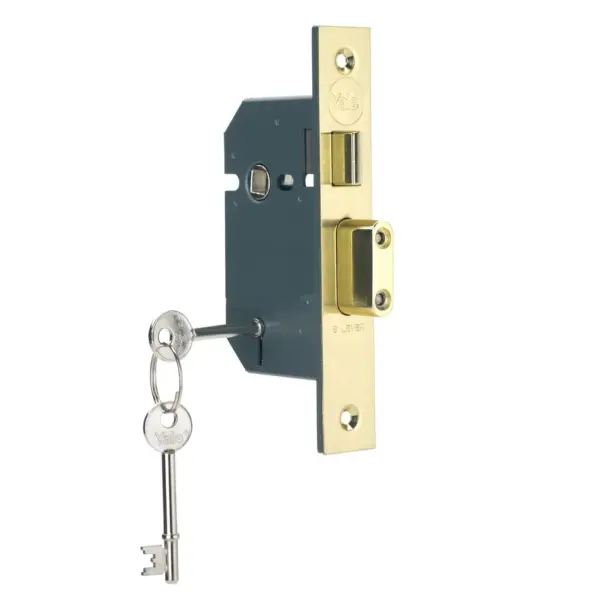 Union 75mm 5Lever Mortice Lock BS PB