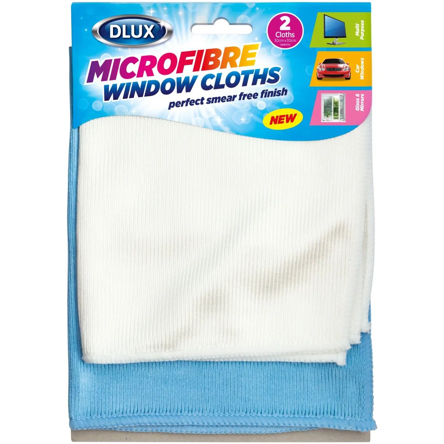 Dlux Microfibre Window Cloths 2 Pack