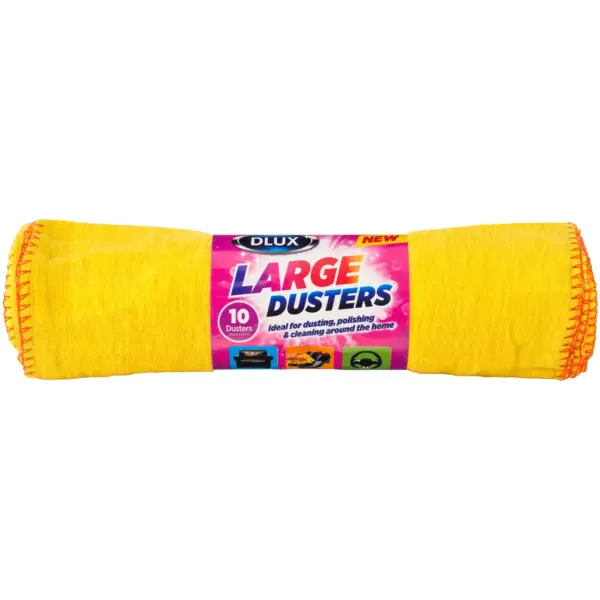 Dlux Large Yellow Dusters 10 Pack