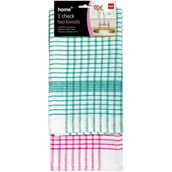 ZOO0050 Home+Classic Check Tea Towels 2 Pack