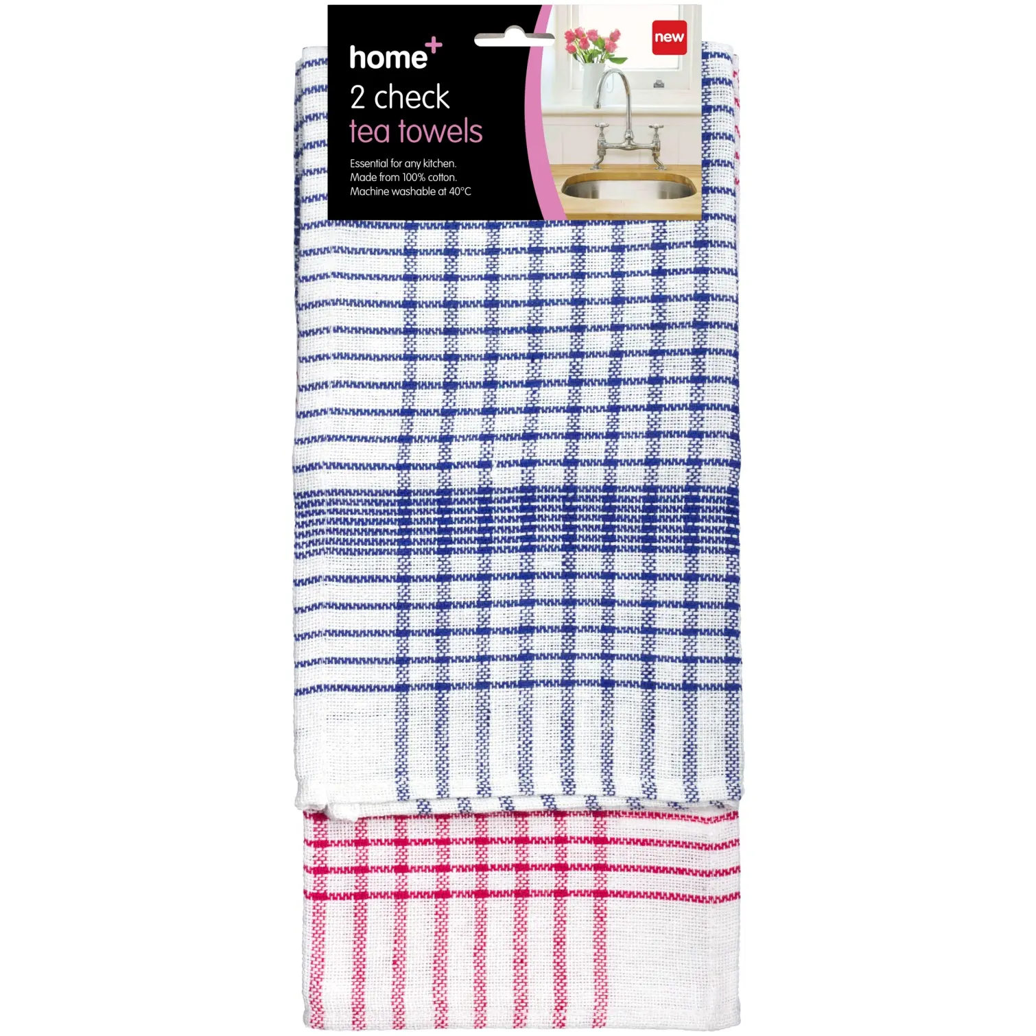 Home+Classic Check Tea Towels 2 Pack