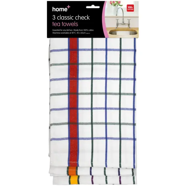 ZOO0053 Classic Check Tea Towels Pack of 3