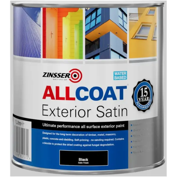 Zinsser Allcoat  Satin Black 1Ltr