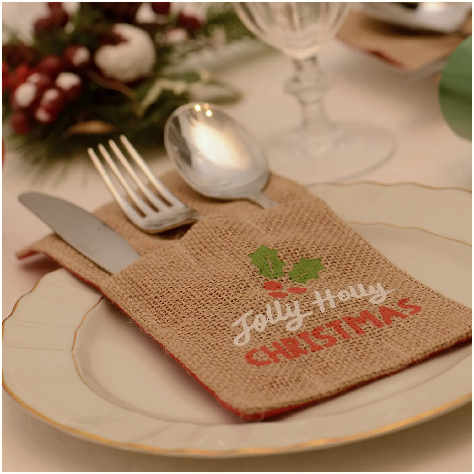Eddingtons Festive Jute Cutlery Holders