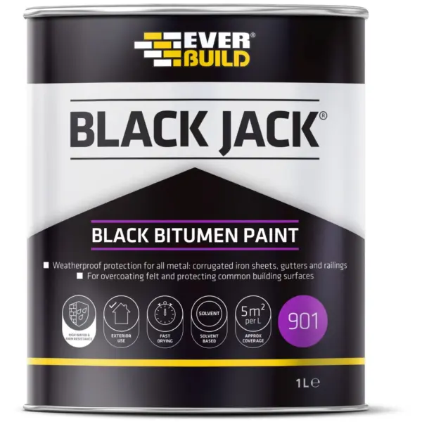 Black Jack Bitumen Paint Black 1 Litre