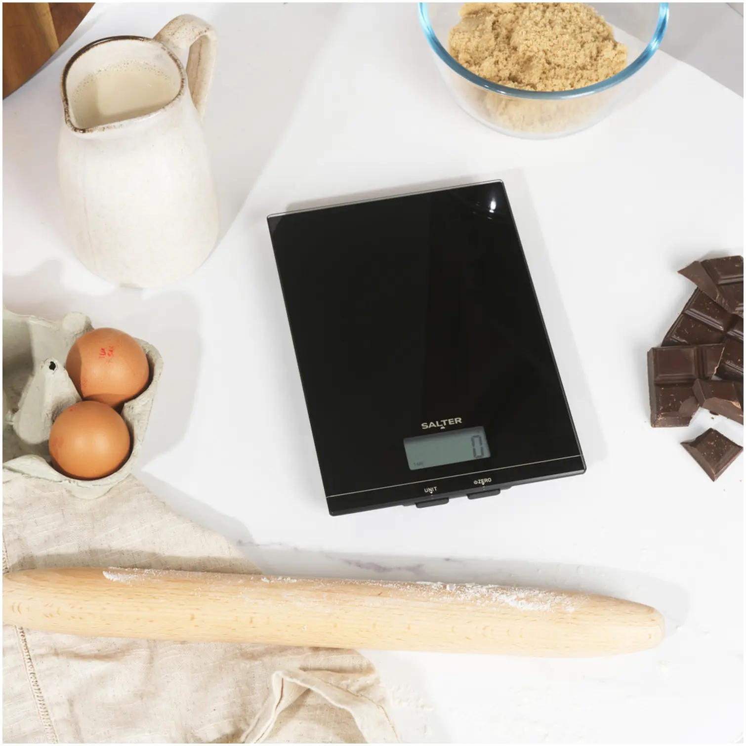 Salter Black Glass Kitchen Scale 5kg