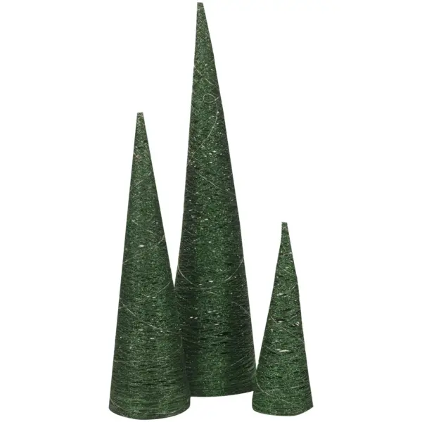 Green Glitter Tree Set of 3