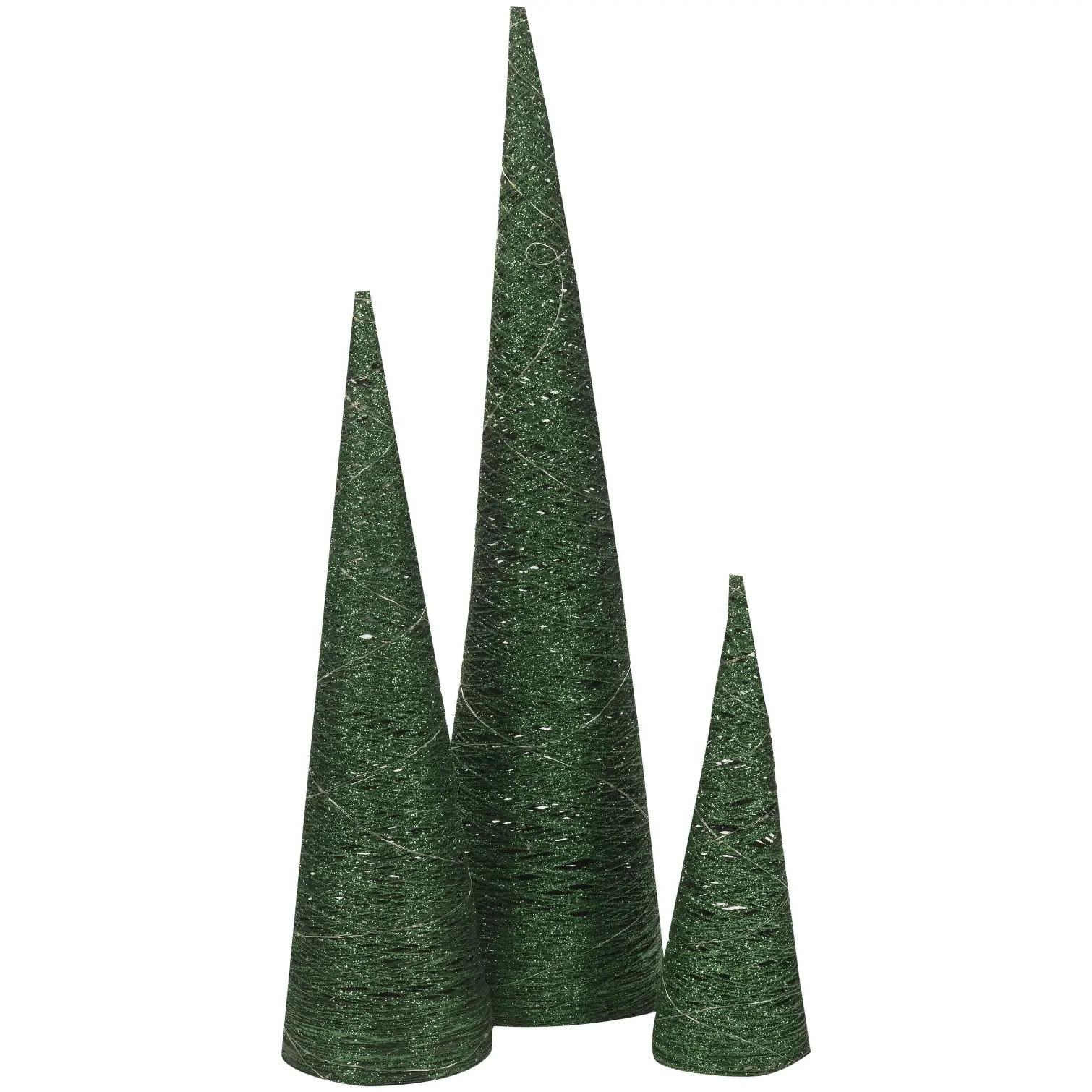 Green Glitter Tree Set of 3