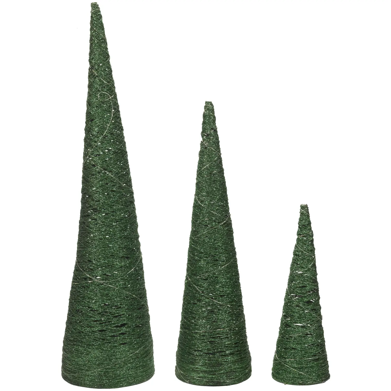 Green Glitter Tree Set of 3