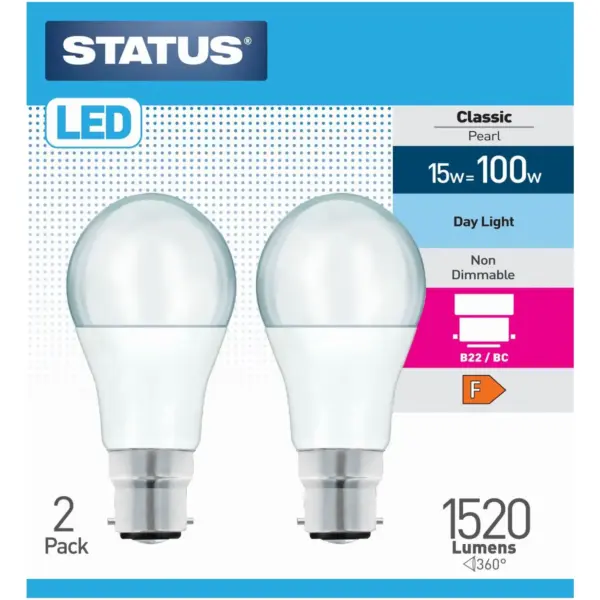 STT0432 Status 15/100w GLS Day Light BC pk2