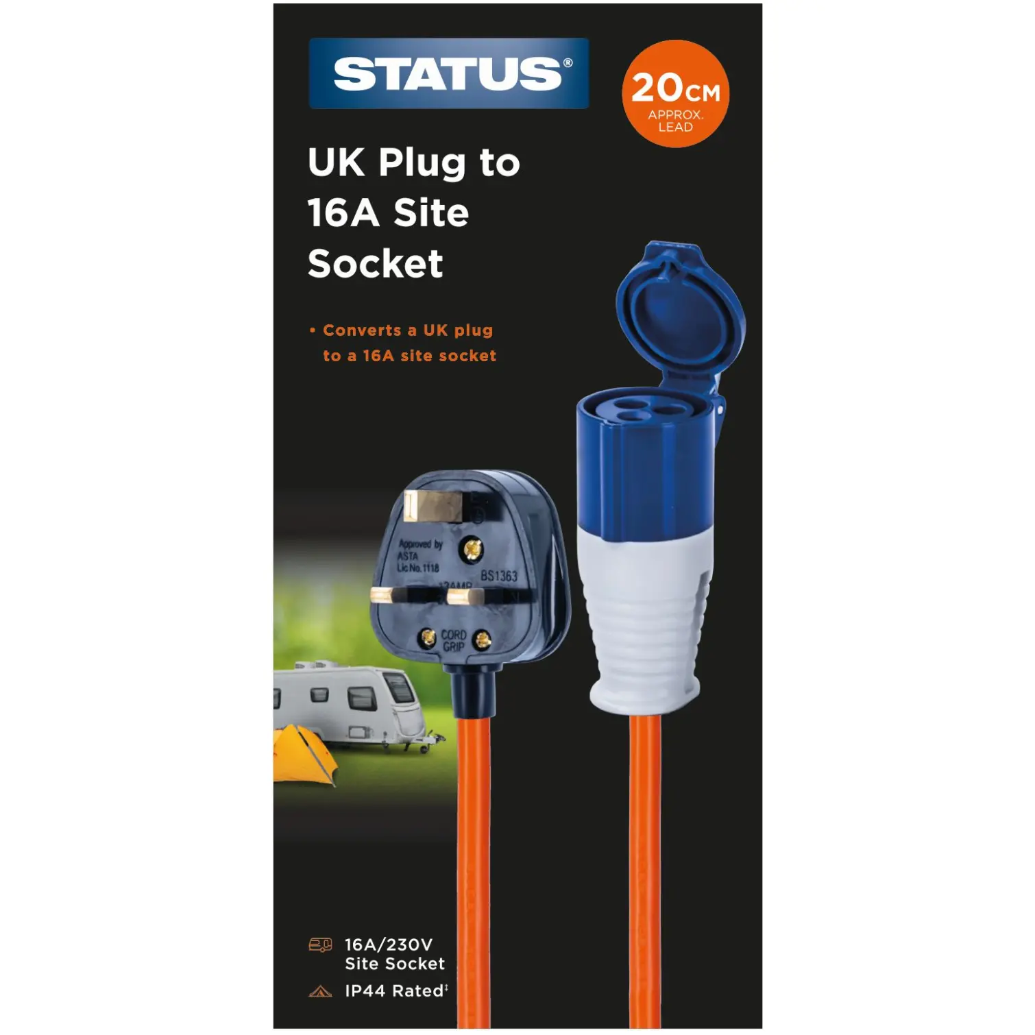 Status UK Plug to 16amp Site Socket