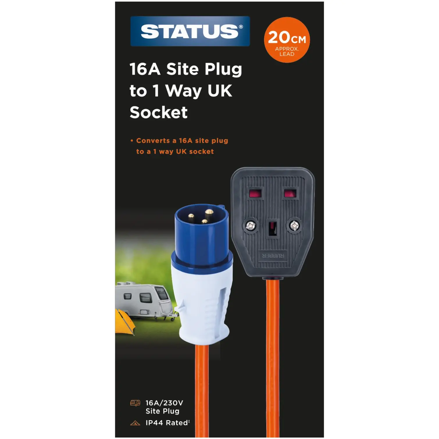 Status Site Plug to 1 Way UK Socket