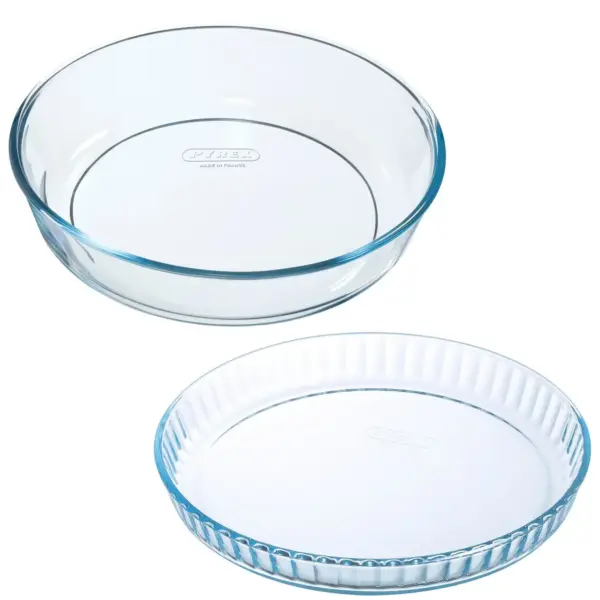 COR0215 Pyrex Bake & Enjoy Cake & Flan Dish Set 26 & 28cm