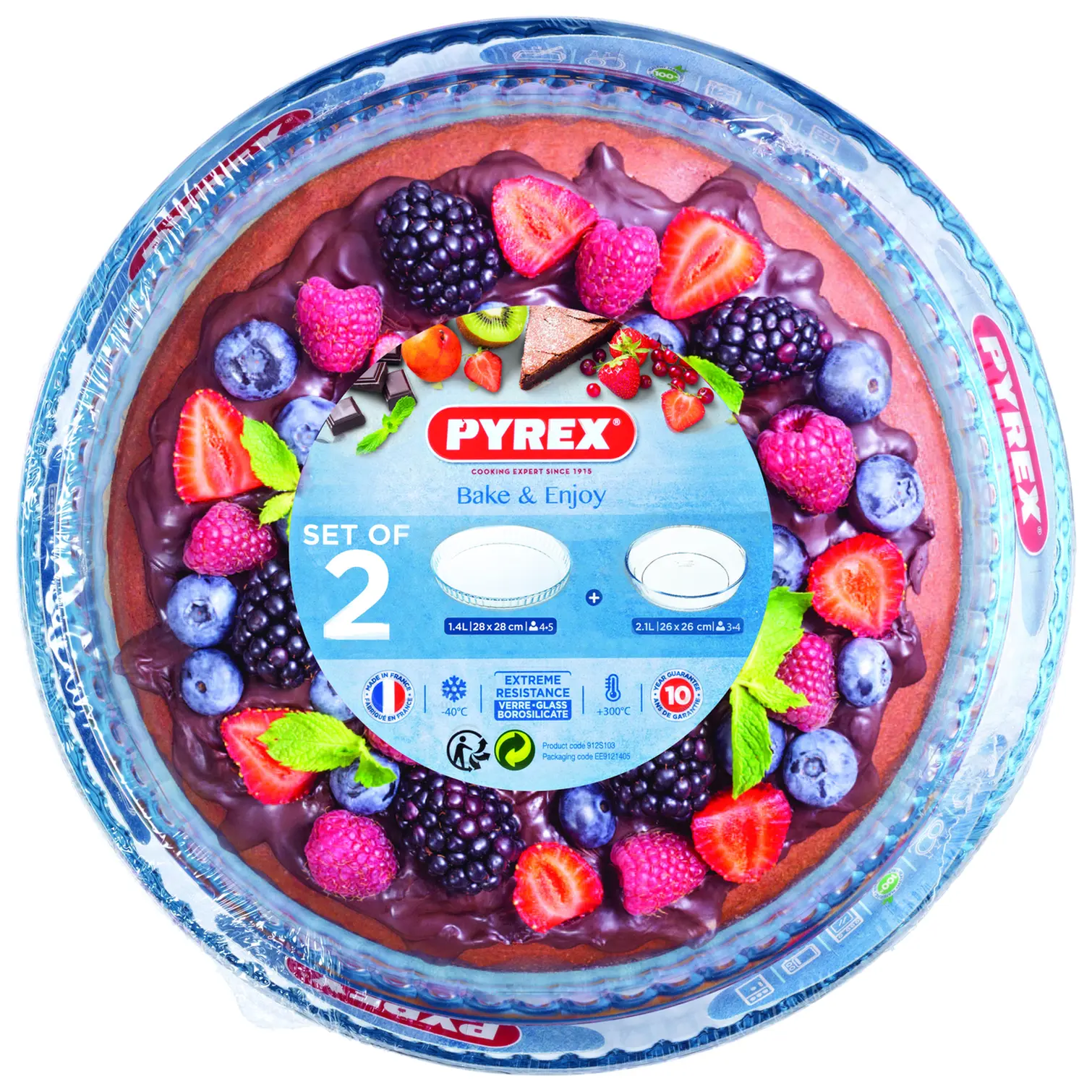 Pyrex Bake & Enjoy Cake & Flan Dish Set 26 & 28cm