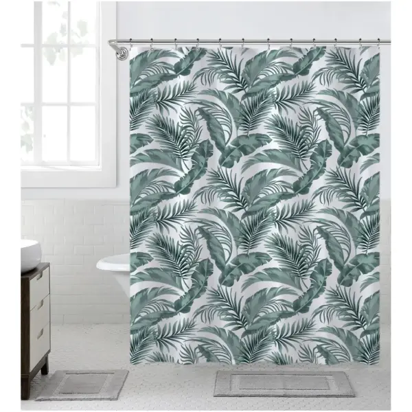 Highlands Homeware Leaf Design Polyester Shower Curtain 178cm x 183cm