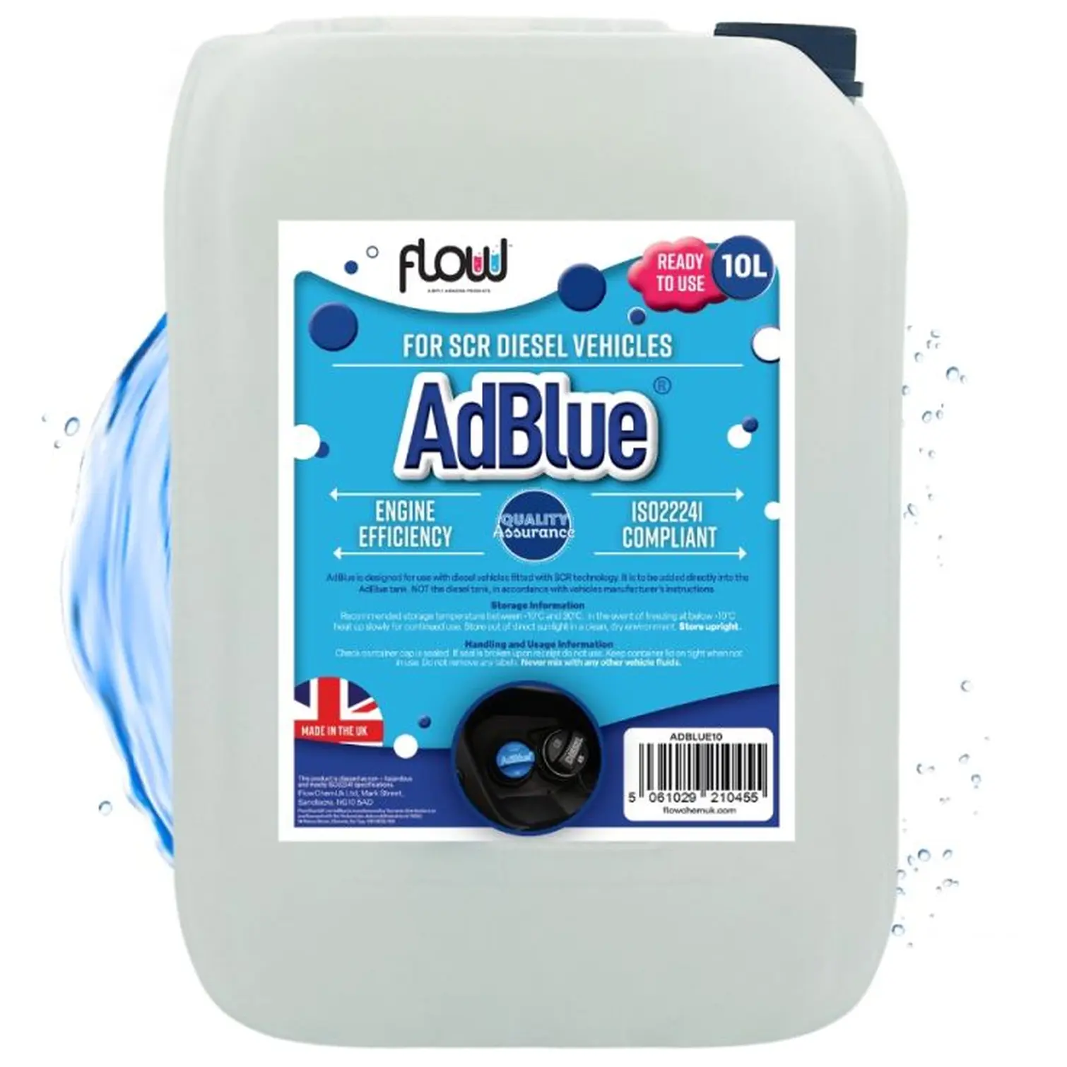 Flow AdBlue 10ltr With Nozzle 10 litre AdBlue container with nozzle for diesel cars and vans