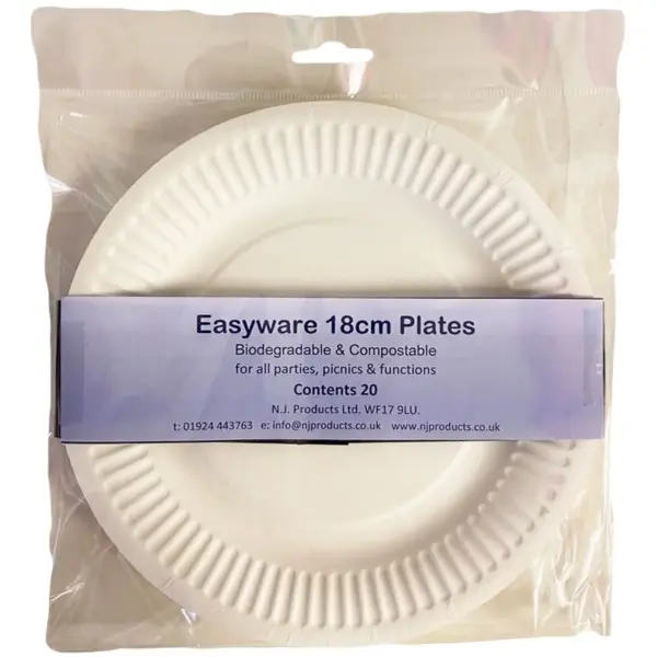 Easyware Biodegradable & Compostable Plates 18cm Pack of 20